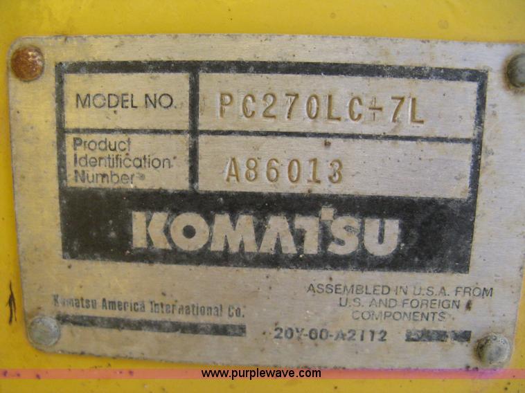 image for item I5572 2002 Komatsu PC270LC-7 excavator