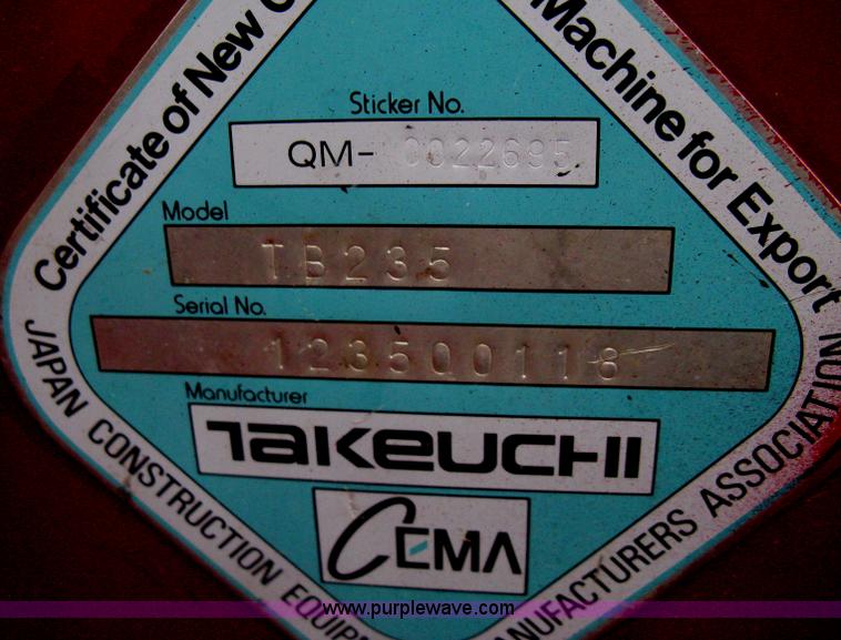 image for item I5580 2008 Takeuchi TB235 excavator