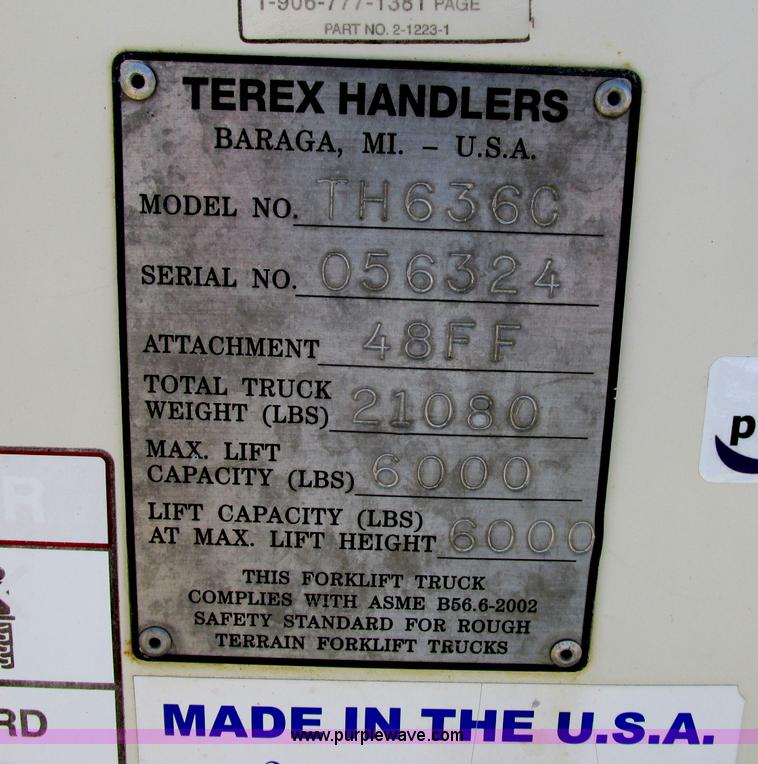 image for item Z9200 2005 Terex TH636 telehandler