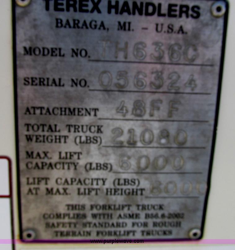 image for item Z9200 2005 Terex TH636 telehandler