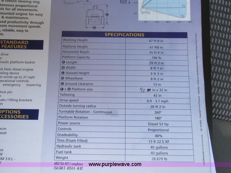 image for item Z9203 2001 Haulotte HB62 boom lift