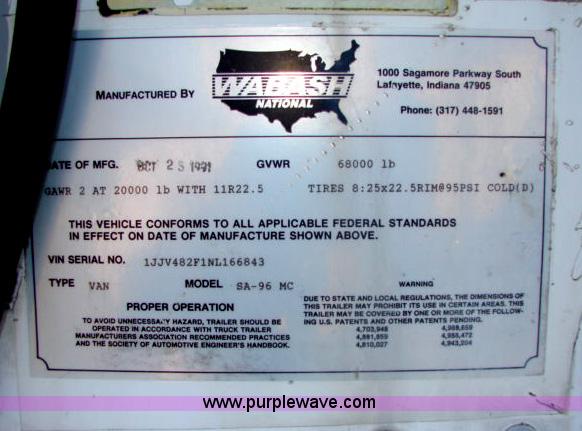 image for item C1915 1992 Wabash 48' storage trailer