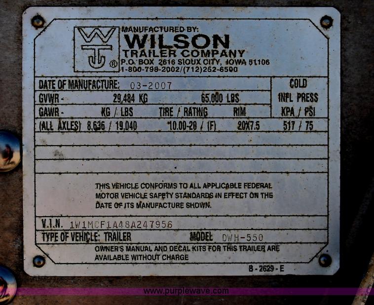 image for item H5746 2008 Wilson DWH550 Pace Setter double hopper bottom grain trailer