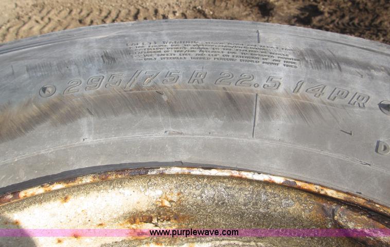 image for item AE9346 (7) 295/75R22.5 tires and 10 bolt wheels