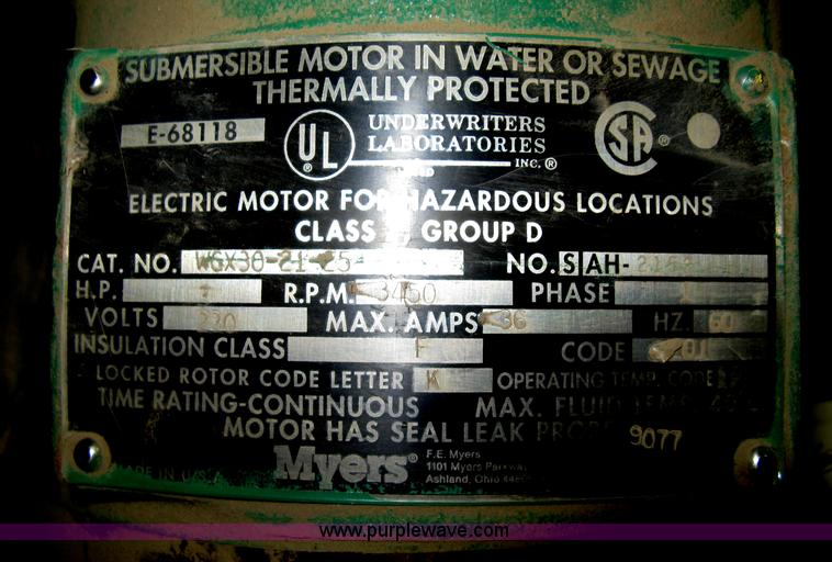 image for item AX9864 Myers WGX30-21-25 submersible sewer grinder pump