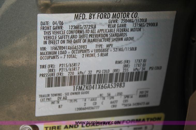 image for item C3780 2006 Ford Freestyle SE van