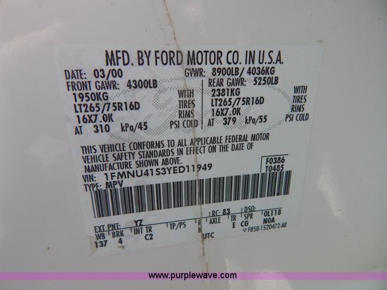 image for item I1076 2000 Ford Excursion XLT SUV