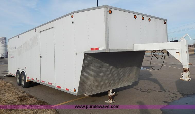 image for item I9357 1999 S&S 28' enclosed gooseneck car hauler trailer