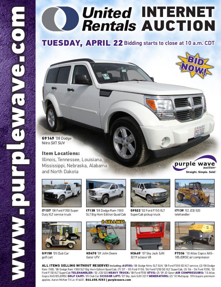 SOLD! United Rentals Auction Items Sold 4222014 Purple Wave