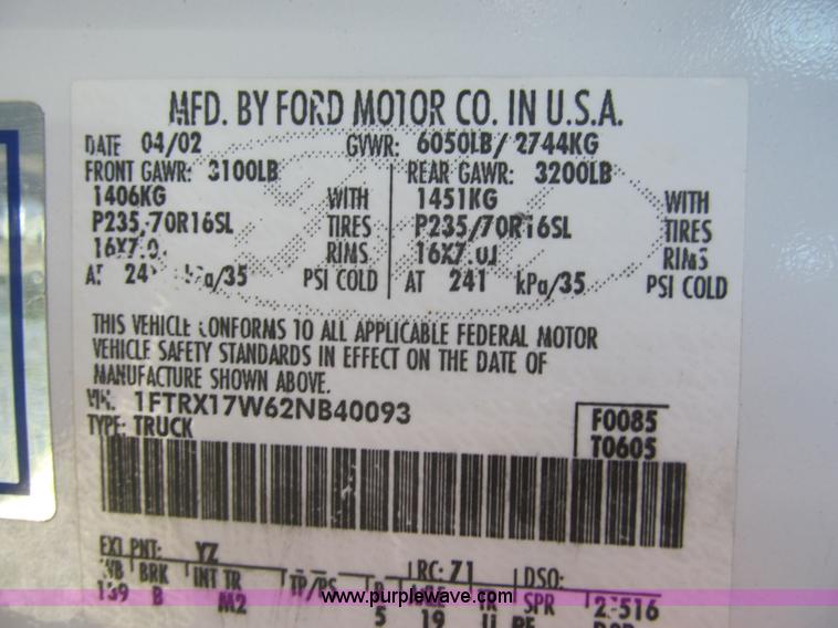 image for item G9522 2002 Ford F150 XLT SuperCab pickup truck