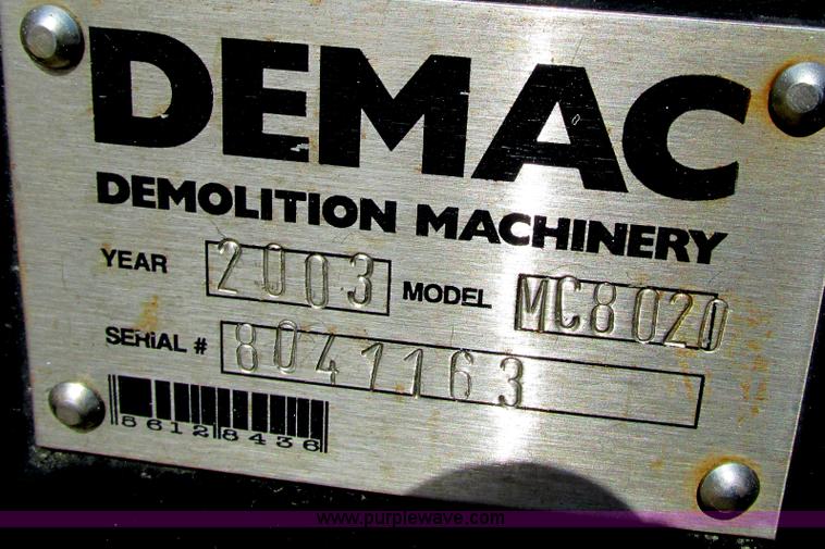 image for item G8795 2003 Demac ML802D concrete pulverizer