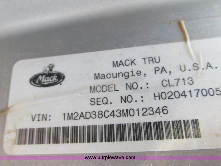 image for item G8803 2003 Mack CL713 Elite quad axle dump truck