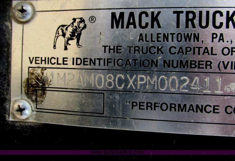 image for item G8806 1993 Mack RB688S quad axle dump truck