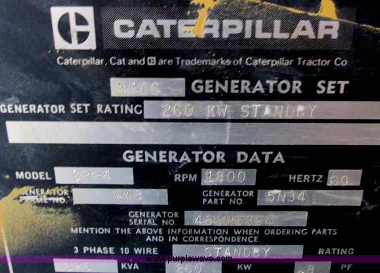 image for item G8814 Caterpillar 3406 260kW generator set with 1988 Great Dane trailer