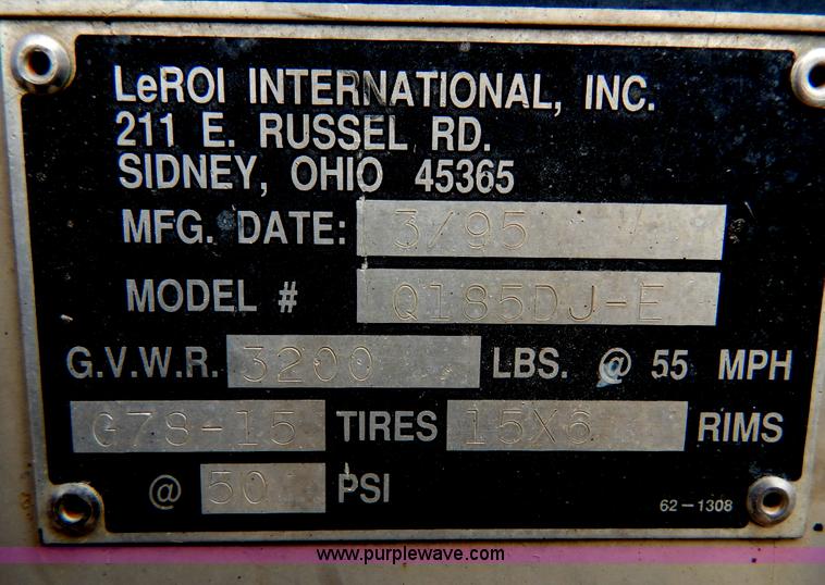 image for item H3479 1995 Leroi Q185DJE air compressor