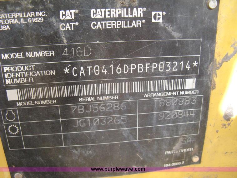 image for item I5552 2002 Caterpillar 416D backhoe