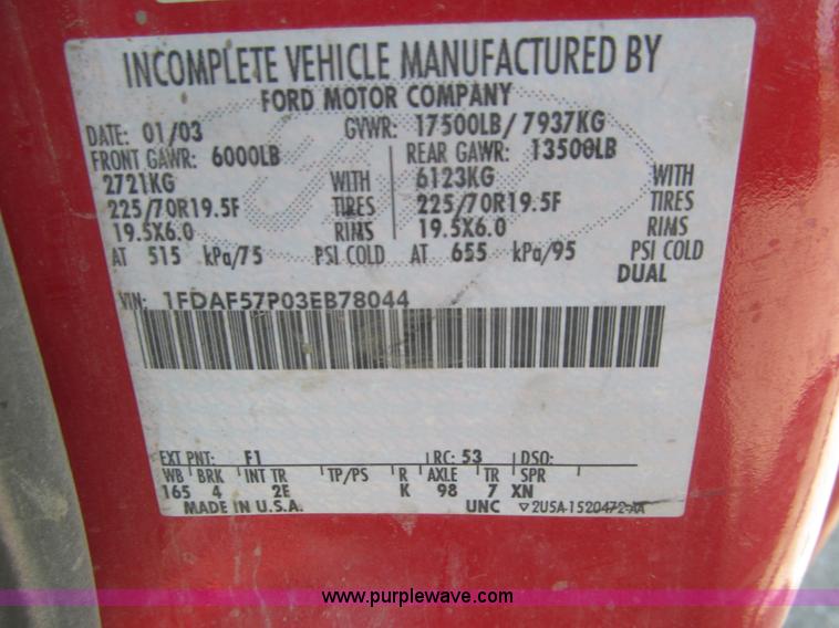 image for item I7131 2003 Ford F550 XLT dump bed truck