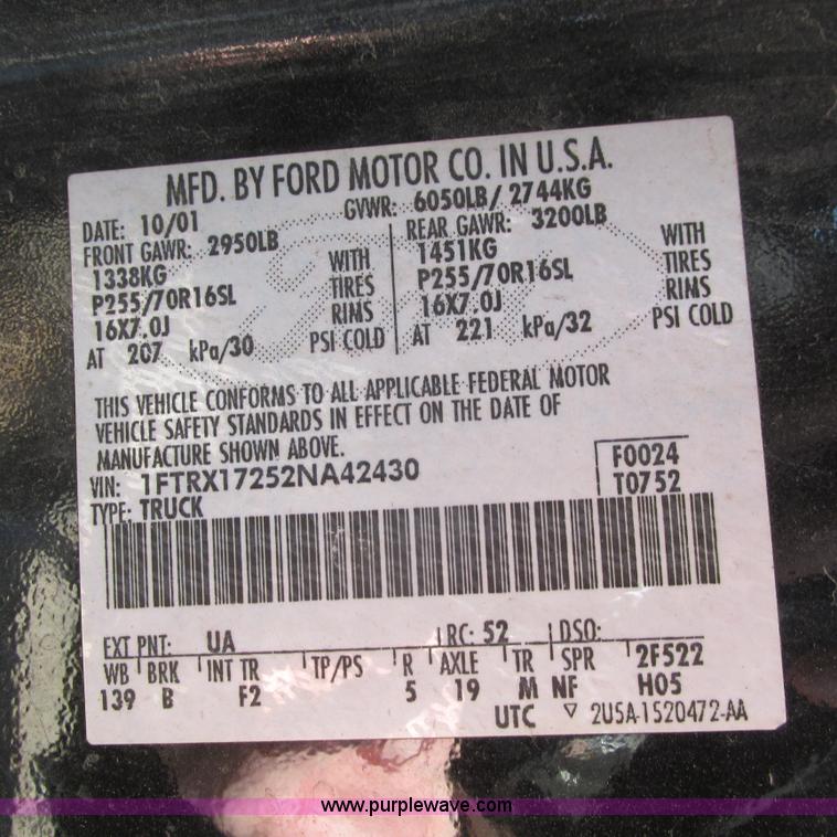 image for item G8483 2002 Ford F150 XLT