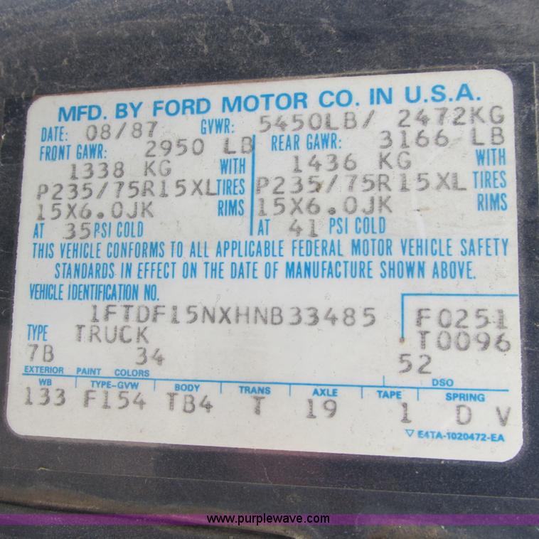 image for item G8491 1987 Ford F150 XLT Pickup Truck