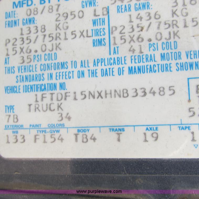 image for item G8491 1987 Ford F150 XLT Pickup Truck