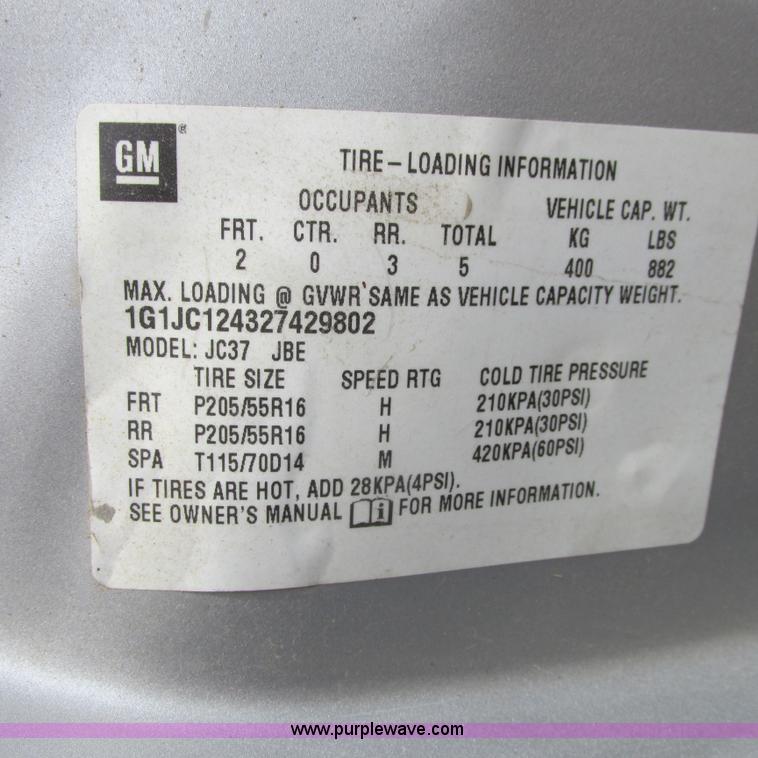 image for item I5507 2002 Chevrolet Cavalier