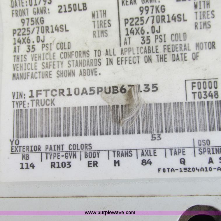 image for item I5508 1993 Ford Ranger XLT pickup truck