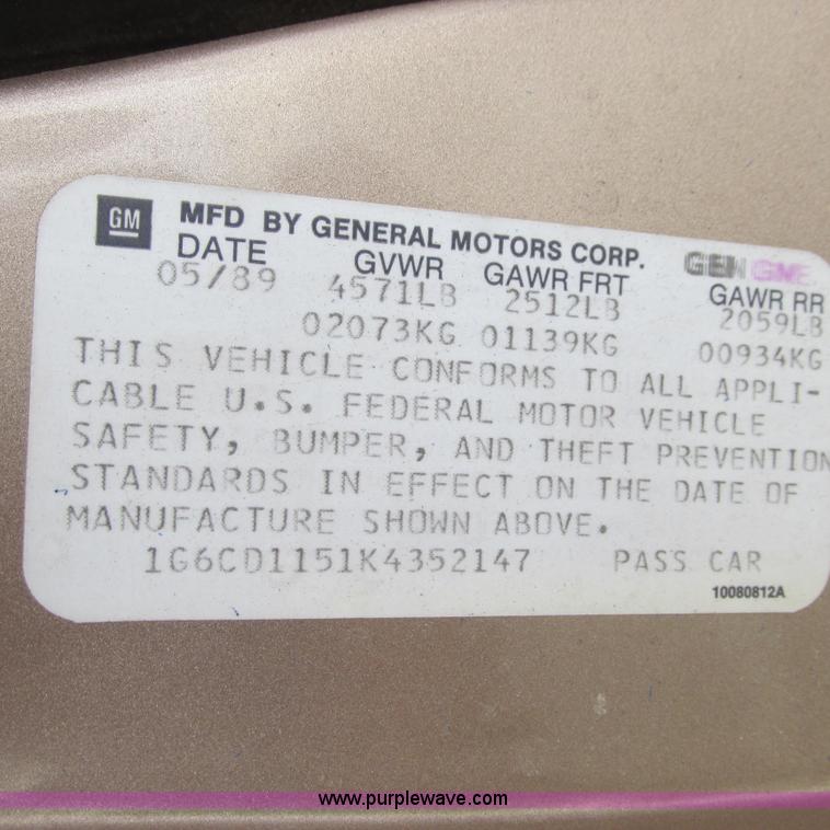image for item I5514 1989 Cadillac DeVille