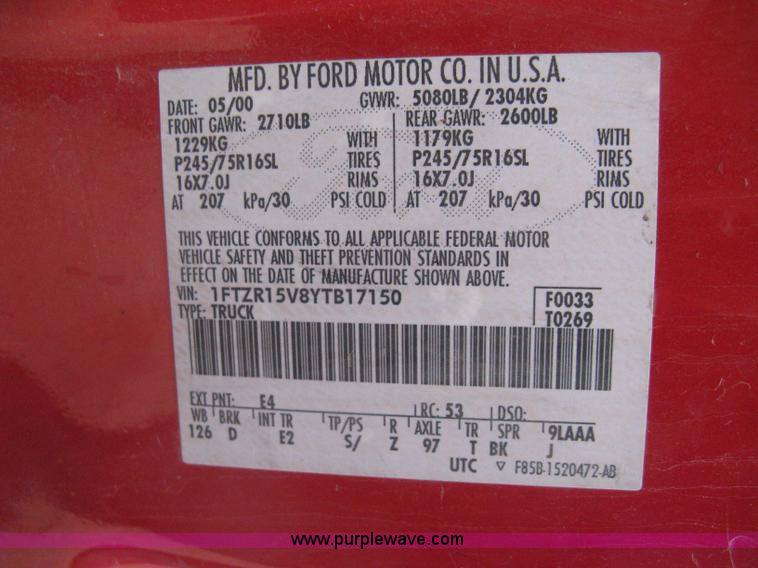 image for item G8472 2000 Ford Ranger XLT SuperCab flatbed pickup truck