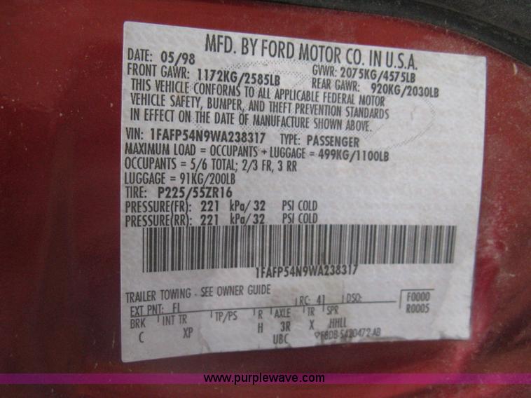 image for item G8478 1998 Ford Taurus SHO