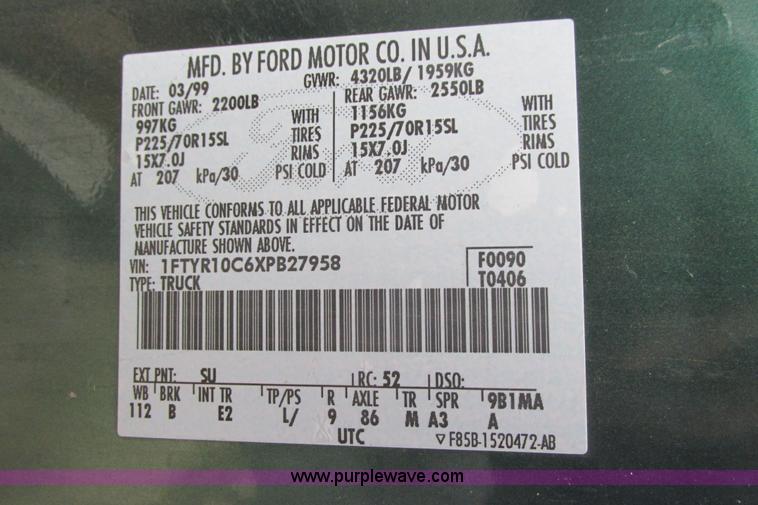 image for item G8480 1999 Ford Ranger XLT Sport pickup truck