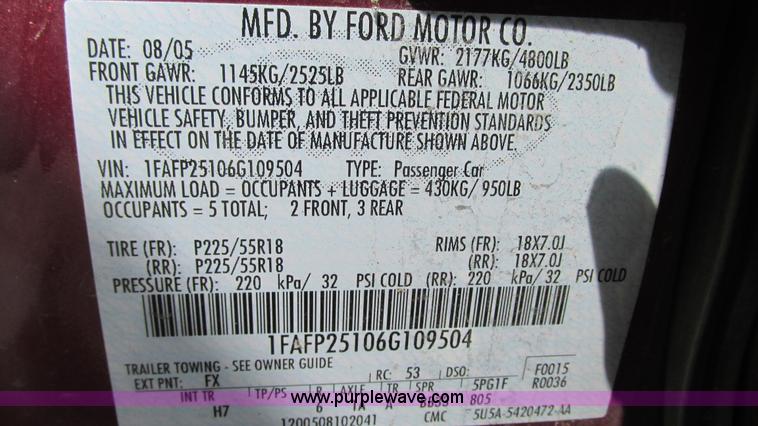 image for item G9151 2006 Ford Five Hundred Limited