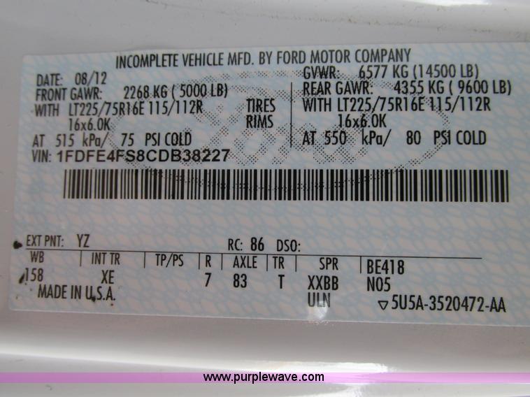 image for item G9336 2013 Ford E450 transit vehicle