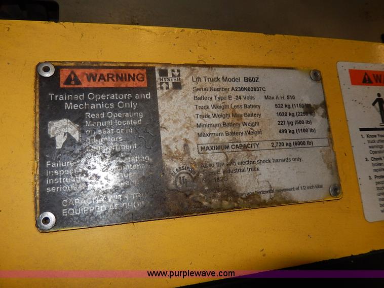 image for item H6188 Hyster B602 electric pallet jack