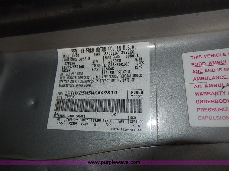 image for item I3725 1991 Ford F250 Super Duty XLT Lariat SuperCab pickup truck