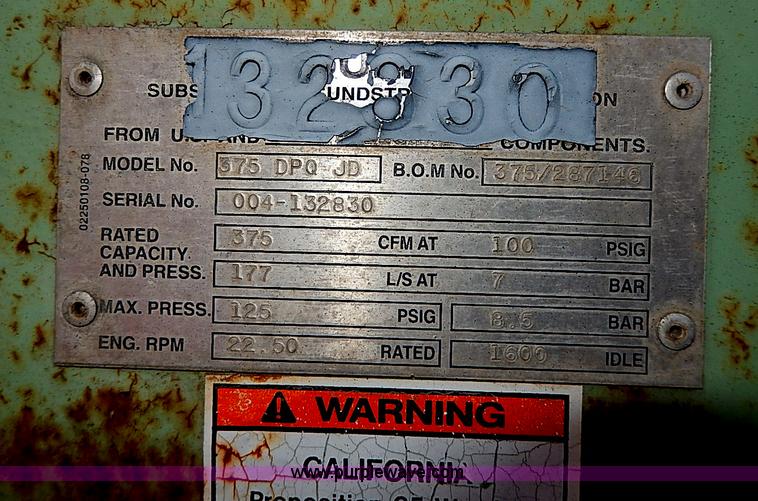 image for item I9286 Sullair 375DPQJD air compressor