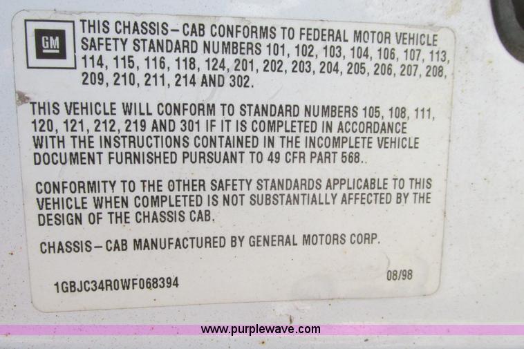 image for item I9750 1998 Chevrolet Cheyenne 3500 flatbed pickup truck