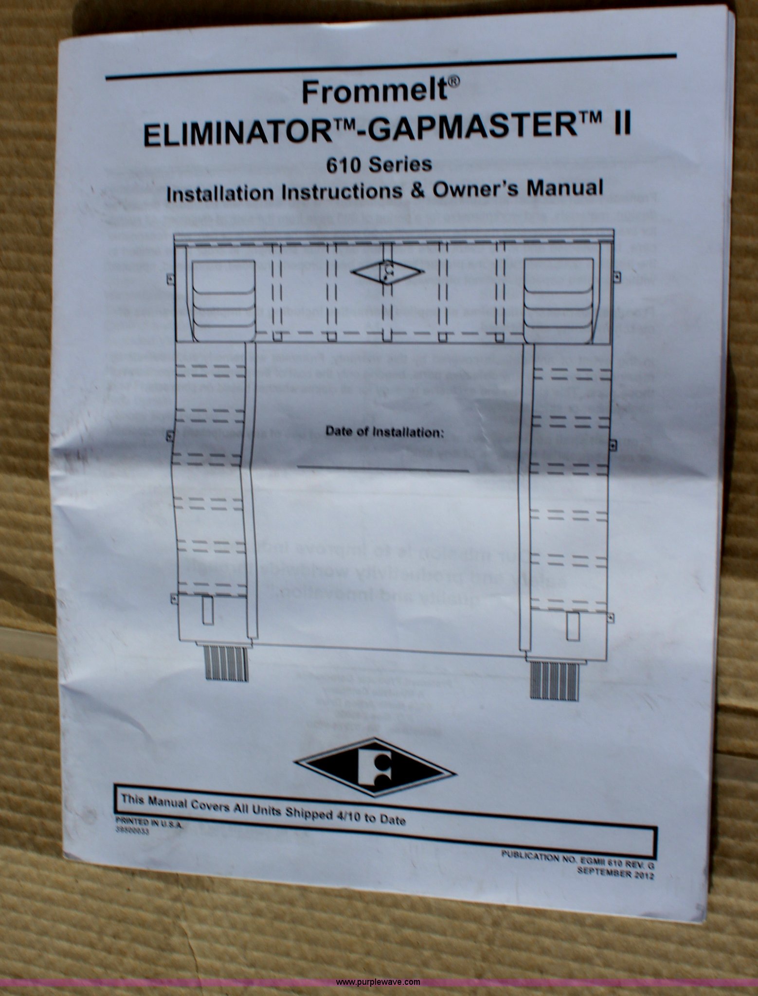 Frommelt Gapmaster II in Olathe, KS | Item AZ9887 sold | Purple Wave
