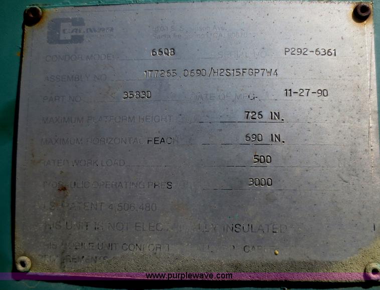 image for item F6891 1990 Condor T60Q8 All Terrain boom lift