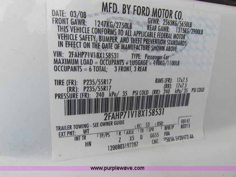 image for item H2179 2008 Ford Crown Victoria Police Interceptor