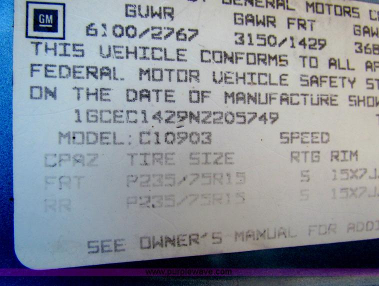 image for item H2228 1992 Chevrolet 1500 pickup truck