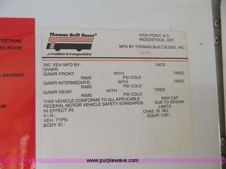 image for item H2480 1995 Ford B700 school bus