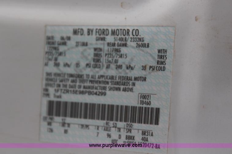 image for item H6082 2008 Ford Ranger Ext. Cab pickup truck