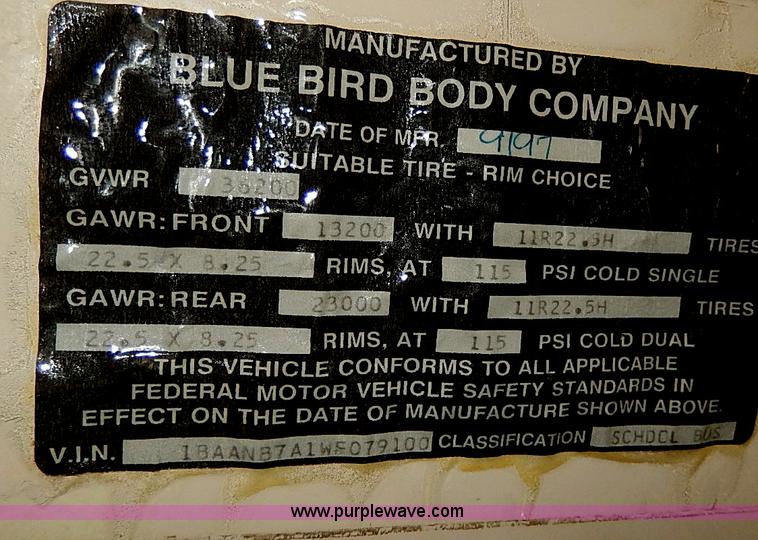 image for item I3698 1998 Blue Bird TC2000 school bus