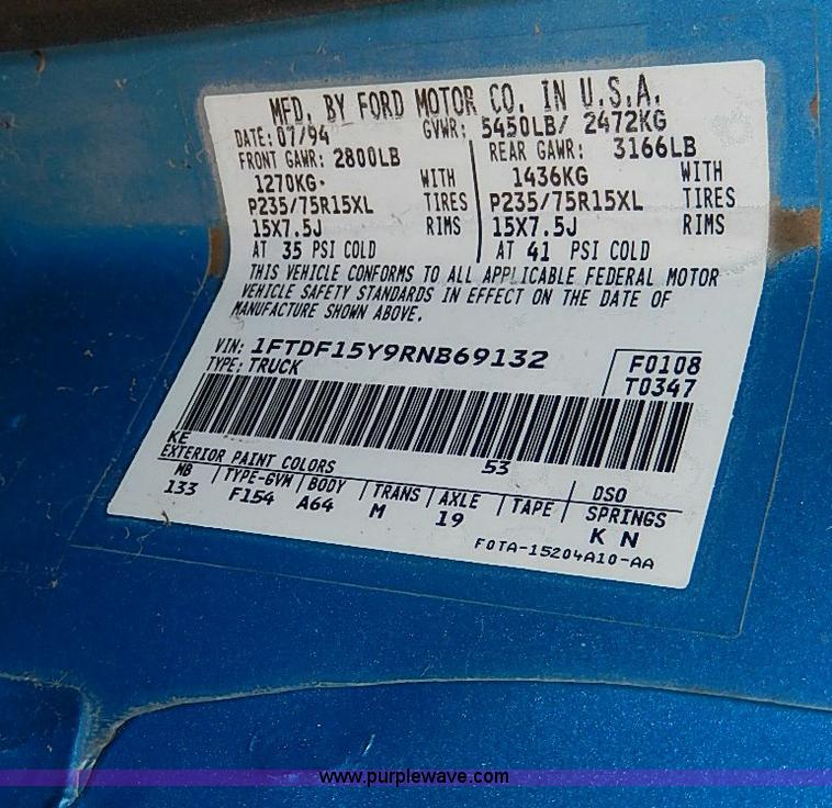 image for item I3705 1994 Ford F150 XL utility truck