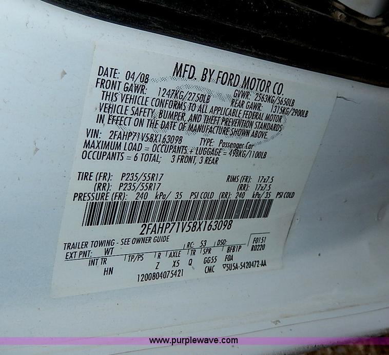 image for item I9280 2008 Ford Crown Victoria Police Interceptor