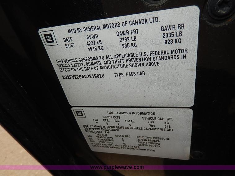 image for item H2608 1997 Pontiac Firebird Formula coupe