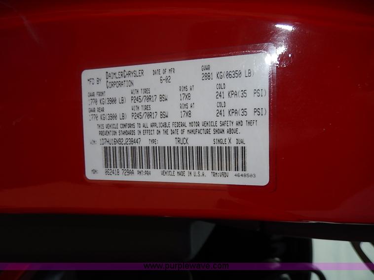 image for item H2610 2002 Dodge Ram 1500 SLT