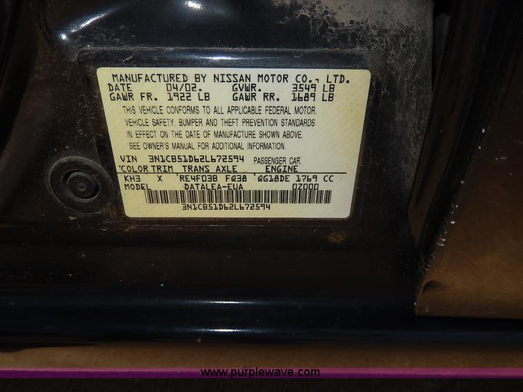 image for item H2628 2002 Nissan Sentra GXE