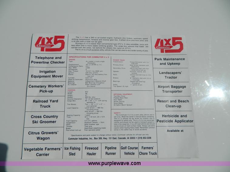 image for item AQ9497 1987 Commuter 4X5 ATV