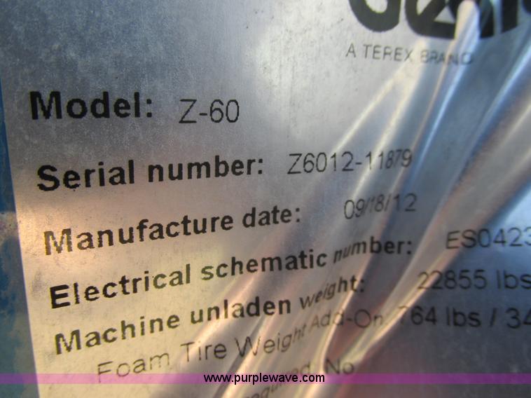 image for item E5452 2012 Genie Z-60/34 articulated boom lift